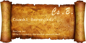 Csanki Bereniké névjegykártya